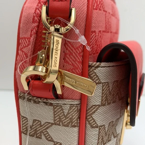 Michael Kors Sloan Editor Small Phone Logo Jacquard Crossbody Grapefruit Multi - Picture 15 of 16